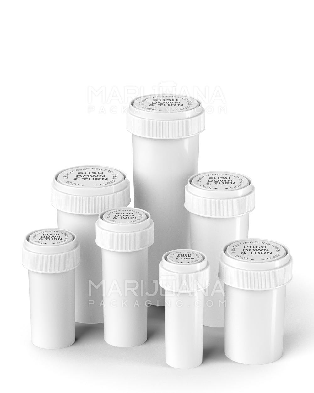 Child Resistant | Solid White Reversible Cap Vials | 60dr - 14g - 100 Count - 10