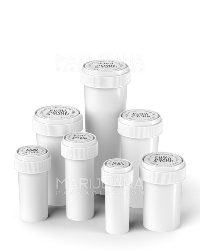 Child Resistant | Solid White Reversible Cap Vials | 60dr - 14g - 100 Count Image