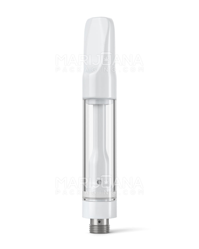 Ceramic Vape Cartridge with White Ceramic Mouthpiece w/ 2mm Aperture | 1mL - Screw On - 100 Count Image