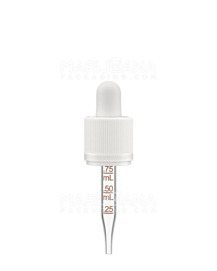 Child Resistant & Tamper Evident  | White Graduated Ribbed Glass Dropper Cap | 15mL - 0.75mL - 468 Count Image