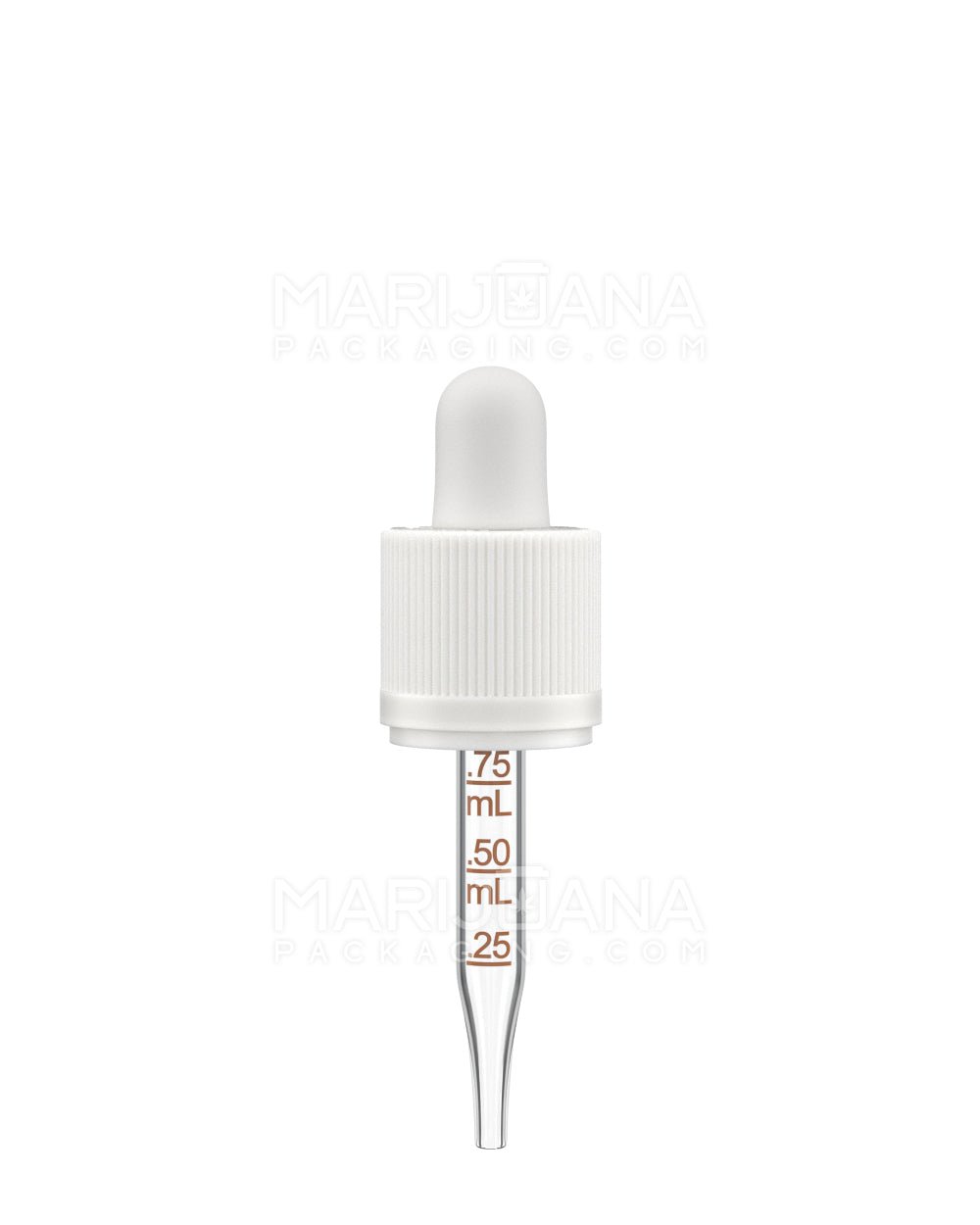 Child Resistant & Tamper Evident | White Graduated Ribbed Glass Dropper Cap | 15mL - 0.75mL | Sample - 1