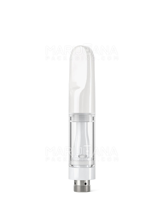 Verified Vapes | Ceramic Vape Cartridge with Flat White Ceramic Mouthpiece | 0.5mL - Press On | Sample Image