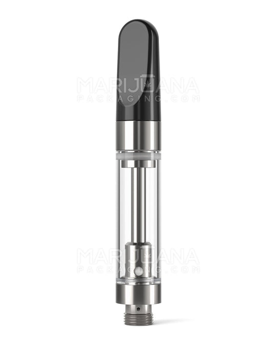 Ceramic Core Glass Vape Cartridge with Flat Black Plastic Mouthpiece | 1mL - Press On | Sample - 1