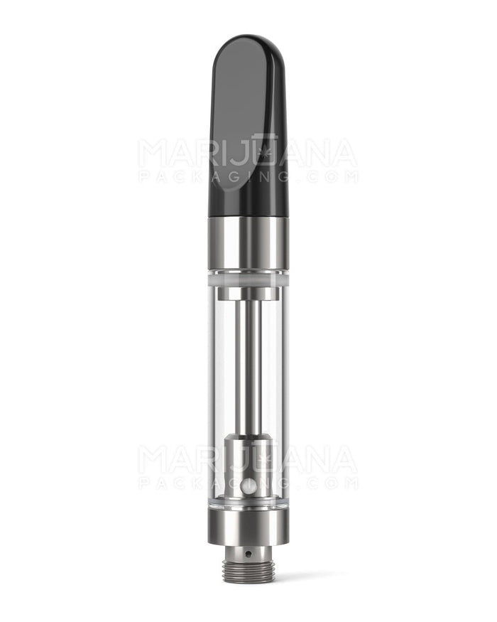 Ceramic Core Glass Vape Cartridge with Flat Black Plastic Mouthpiece | 1mL - Press On | Sample Image