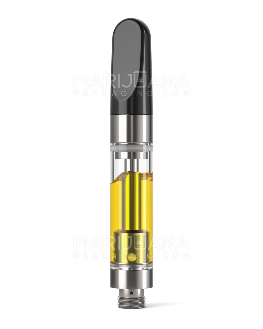 Ceramic Core Glass Vape Cartridge with Flat Black Plastic Mouthpiece | 1mL - Press On - 100 Count - 2