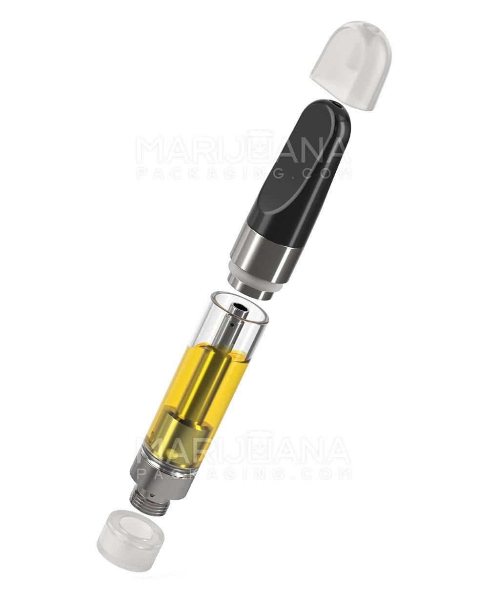 Ceramic Core Glass Vape Cartridge with Flat Black Plastic Mouthpiece | 1mL - Press On - 100 Count - 8