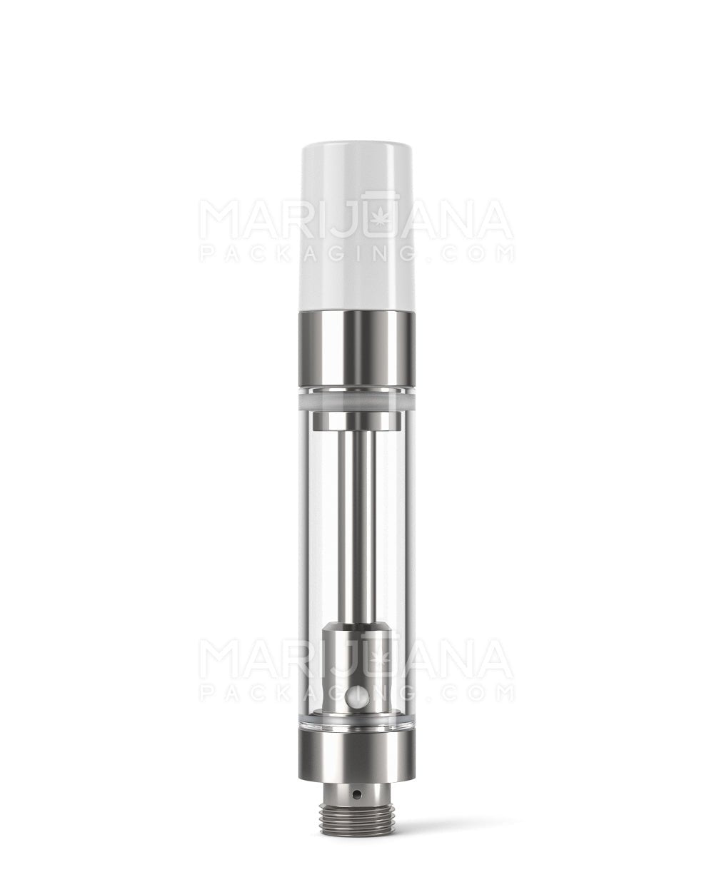 Ceramic Core Glass Vape Cartridge with Round White Plastic Mouthpiece | 1mL - Press On | Sample - 1