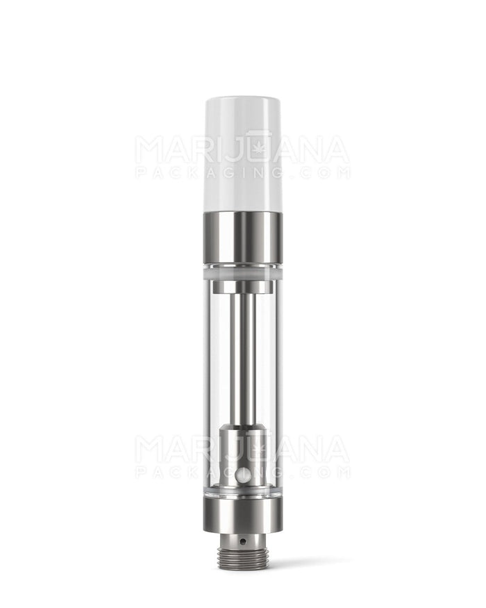 Ceramic Core Glass Vape Cartridge with Round White Plastic Mouthpiece | 1mL - Press On | Sample Image