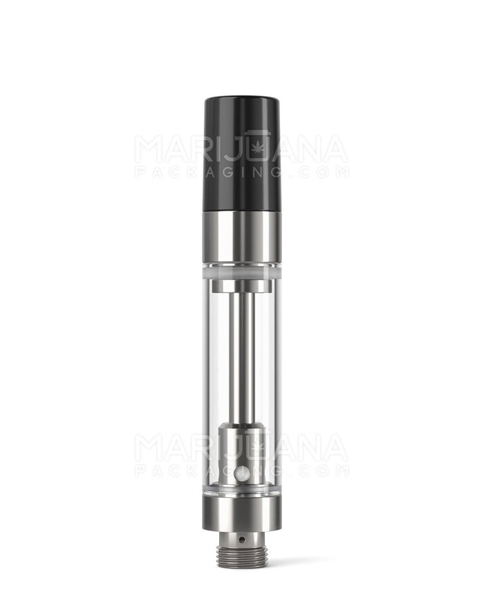 Ceramic Core Glass Vape Cartridge with Round Black Plastic Mouthpiece | 1mL - Press On | Sample Image