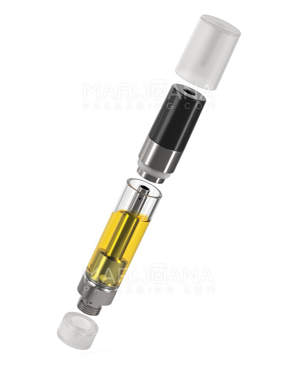 Ceramic Core Glass Vape Cartridge with Round Black Plastic Mouthpiece | 1mL - Press On - 100 Count - 8