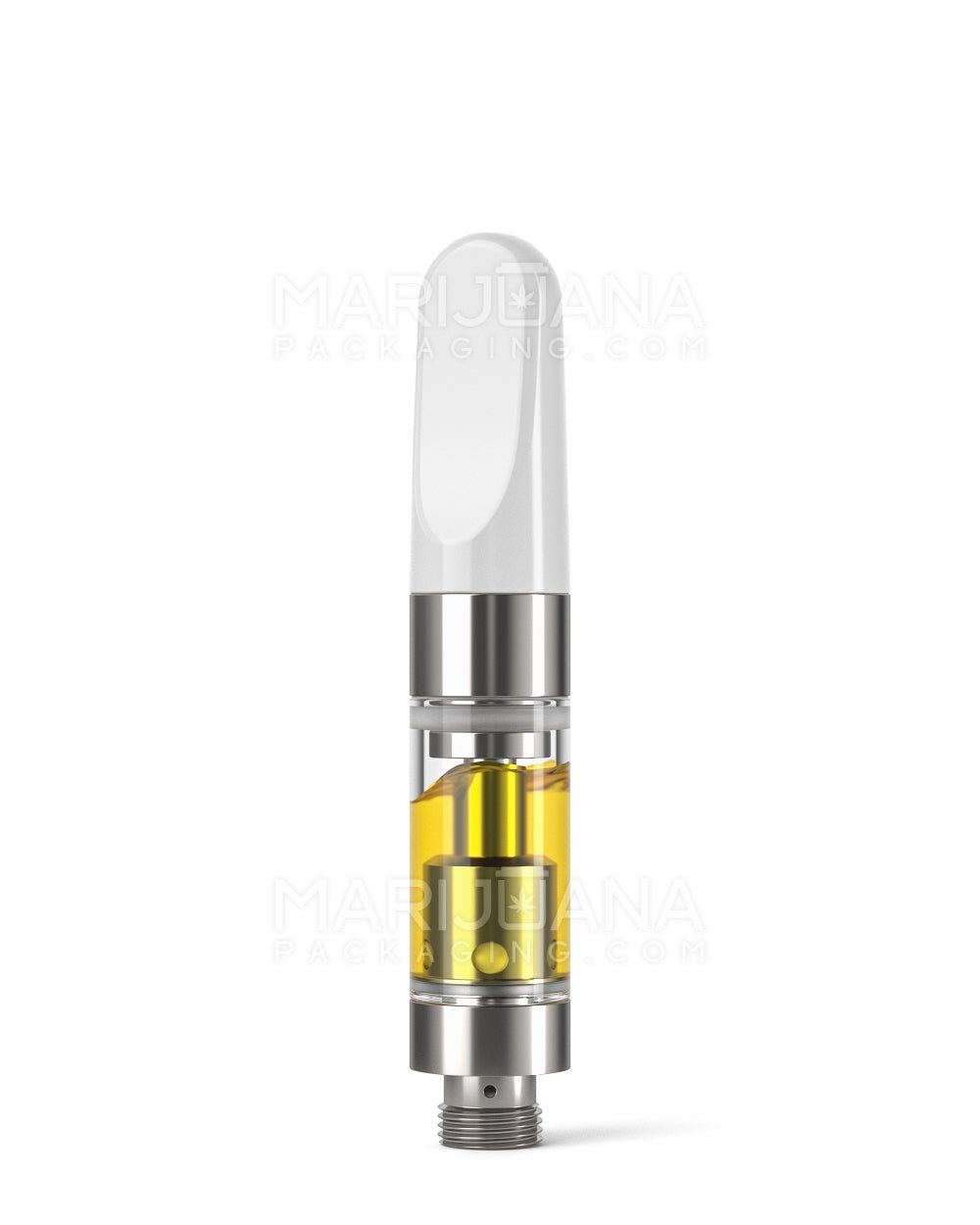 Ceramic Core Glass Vape Cartridge with Flat White Plastic Mouthpiece | 0.5mL - Press On - 100 Count - 2