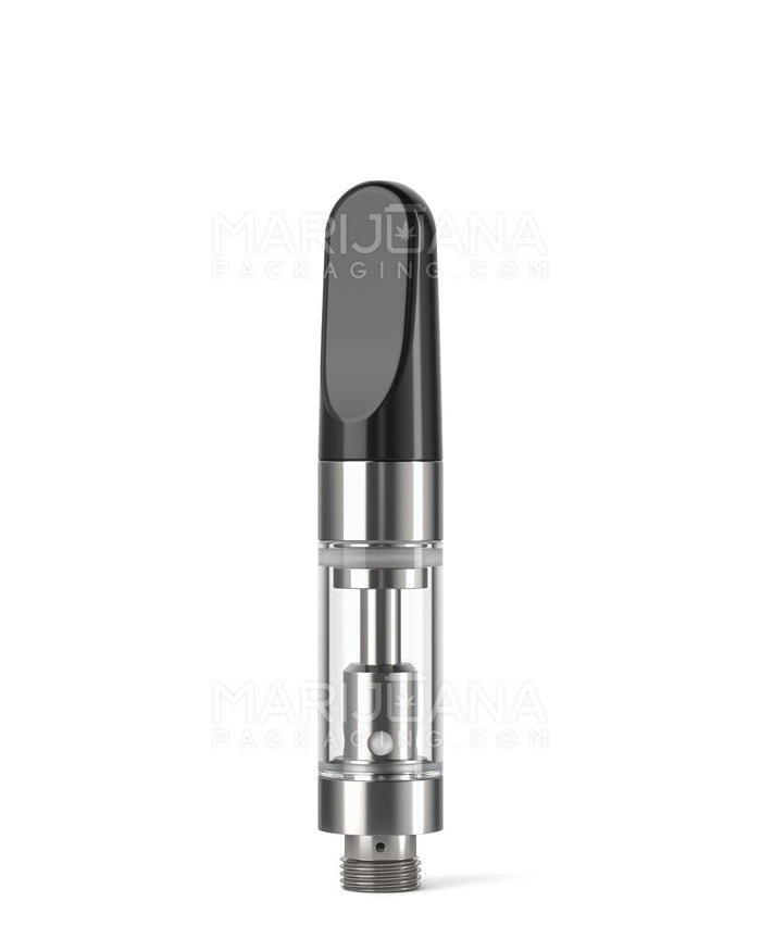 Ceramic Core Glass Vape Cartridge with Flat Black Plastic Mouthpiece | 0.5mL - Press On | Sample Image