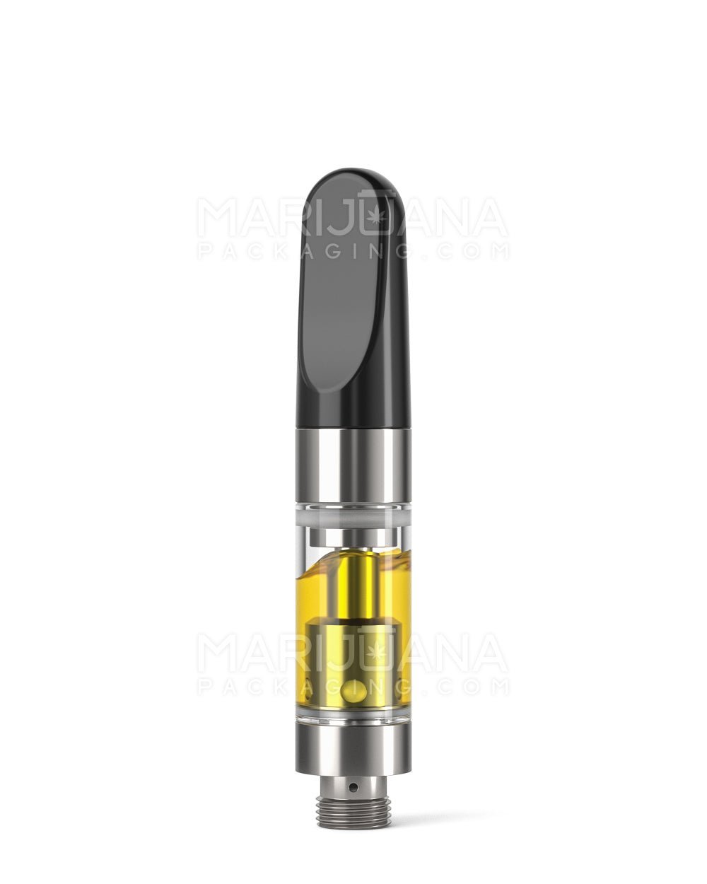 Ceramic Core Glass Vape Cartridge with Flat Black Plastic Mouthpiece | 0.5mL - Press On - 100 Count - 2