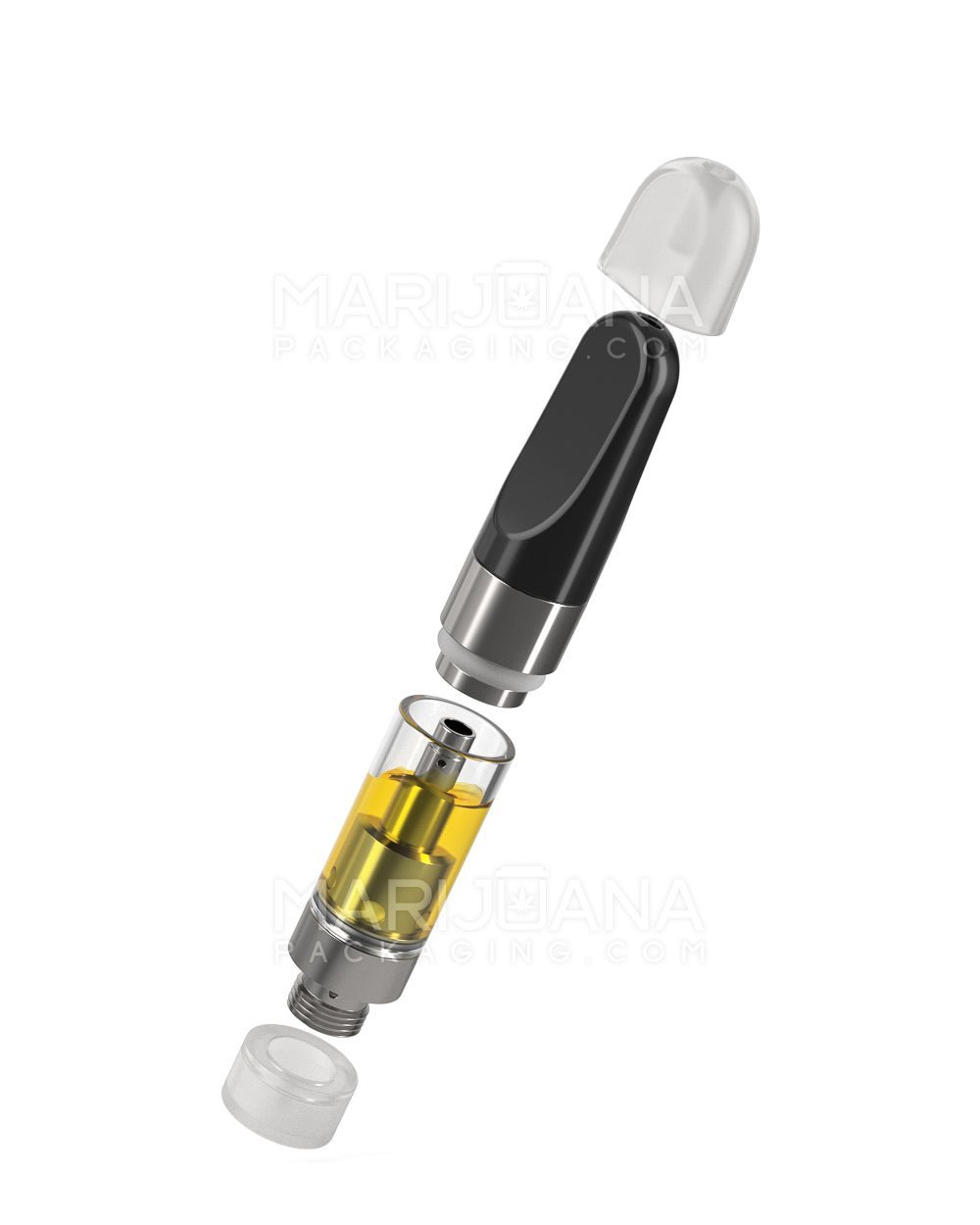 Ceramic Core Glass Vape Cartridge with Flat Black Plastic Mouthpiece | 0.5mL - Press On - 100 Count - 8