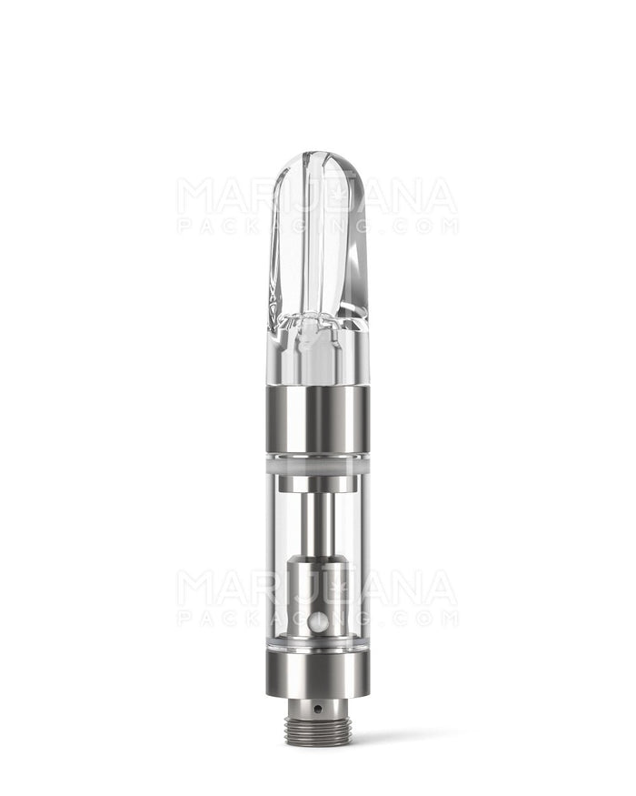 Ceramic Core Glass Vape Cartridge with Flat Clear Plastic Mouthpiece | 0.5mL - Press On | Sample Image