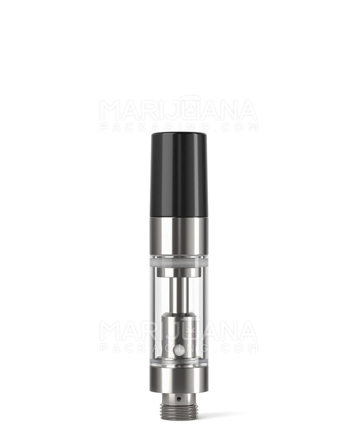 Ceramic Core Glass Vape Cartridge with Round Black Plastic Mouthpiece | 0.5mL - Press On | Sample Image