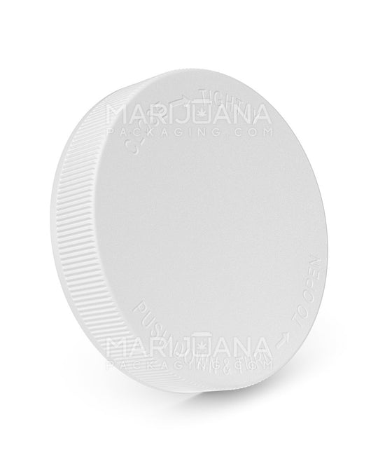 Child Resistant Ribbed Push Down & Turn Plastic Caps w/ Foam Liner | 89mm - Semi Gloss White | Sample - 1