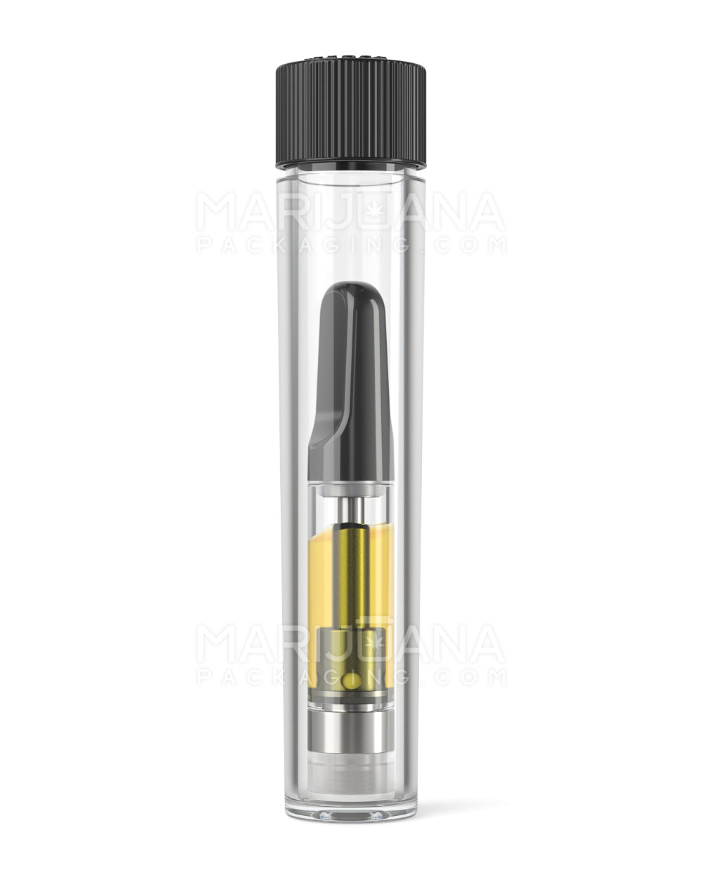 Child Resistant | Push Down & Turn Vape Cartridge Tube w/ Black Cap | 90mm - Clear - 500 Count - 2