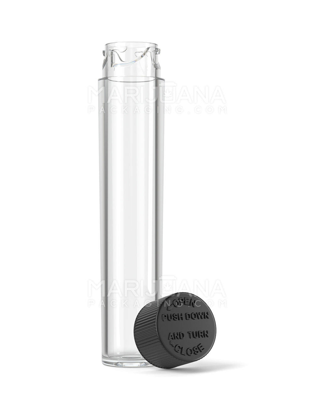 Child Resistant | Push Down & Turn Vape Cartridge Tube w/ Black Cap | 90mm - Clear - 500 Count - 4