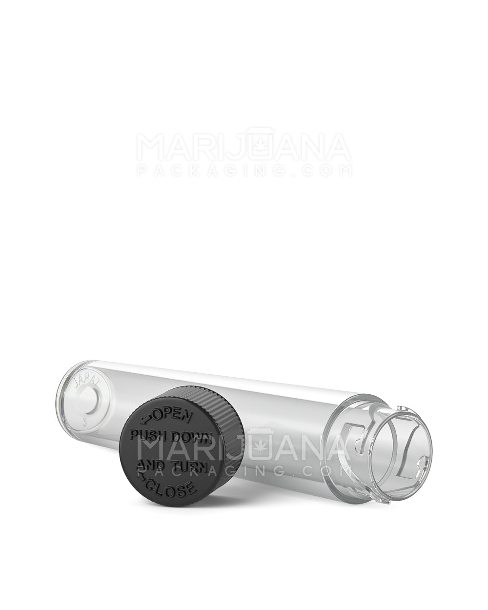 Child Resistant | Push Down & Turn Vape Cartridge Tube w/ Black Cap | 90mm - Clear - 500 Count - 5