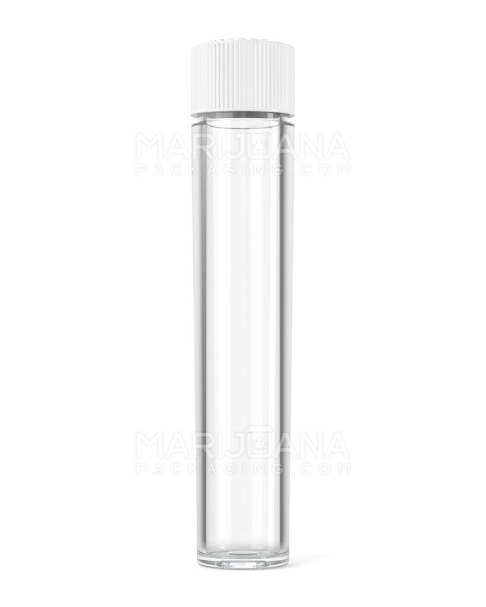 Child Resistant Push Down & Turn Vape Cartridge Tube w/ White Cap | 90mm - Clear | Sample Image