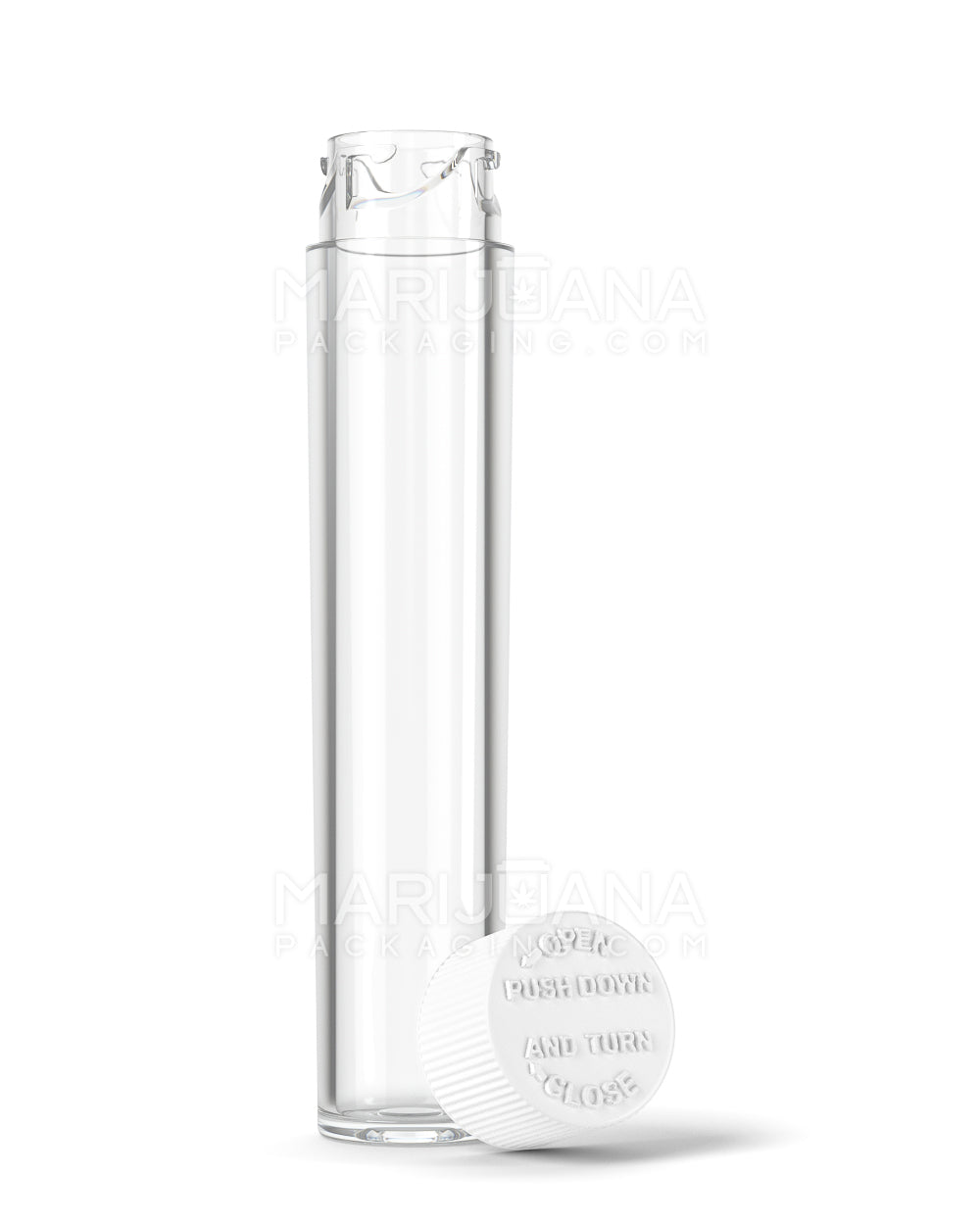 Child Resistant | Push Down & Turn Vape Cartridge Tube w/ White Cap | 90mm - Clear - 500 Count - 4