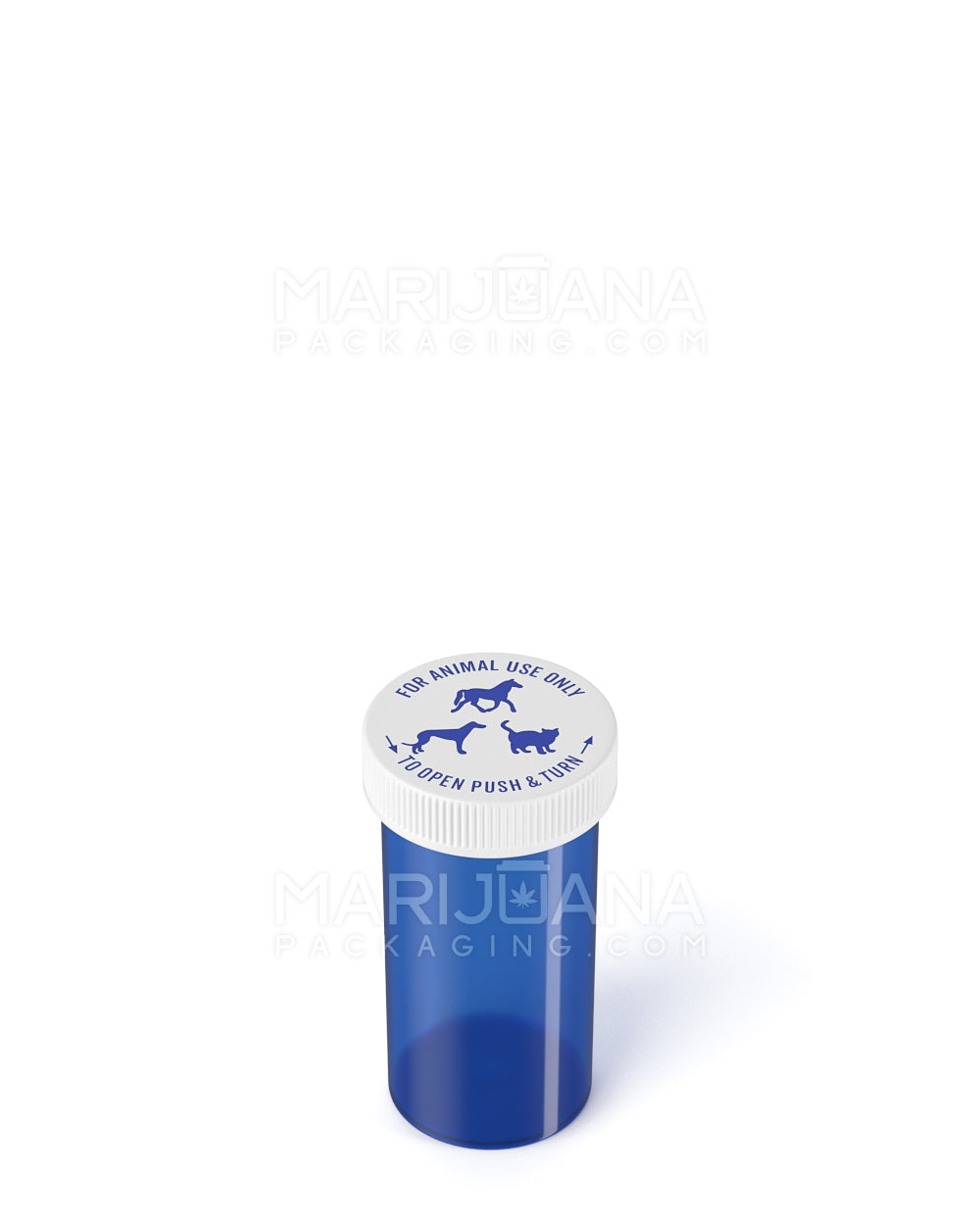 Child Resistant Transparent Blue Veterinary Push Down & Turn Cap Vial | 13dr | Sample - 4