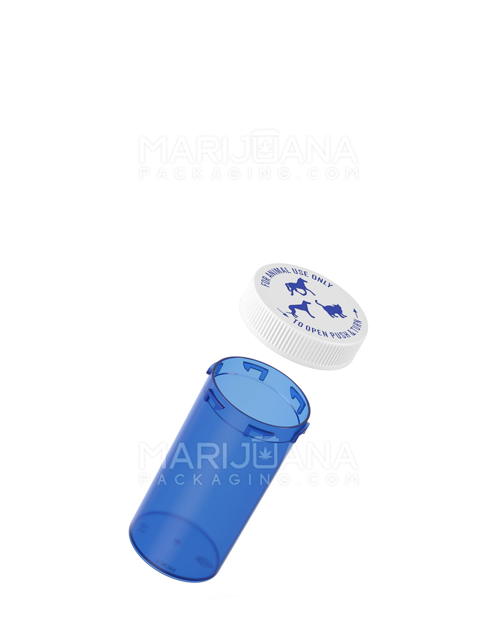 Child Resistant Transparent Blue Veterinary Push Down & Turn Cap Vial | 13dr | Sample - 2