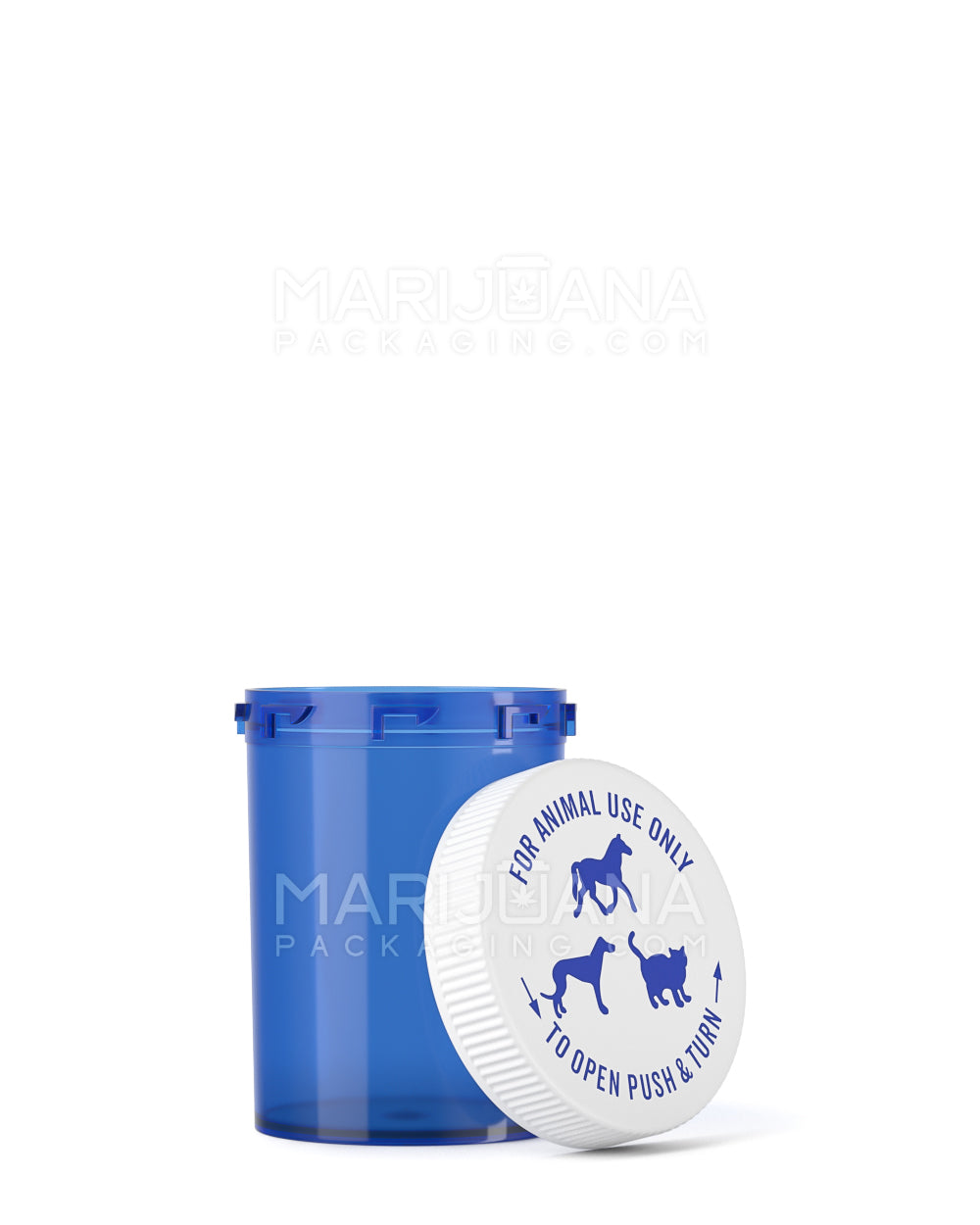 Child Resistant Transparent Blue Veterinary Push Down & Turn Cap Vial | 30dr | Sample - 12