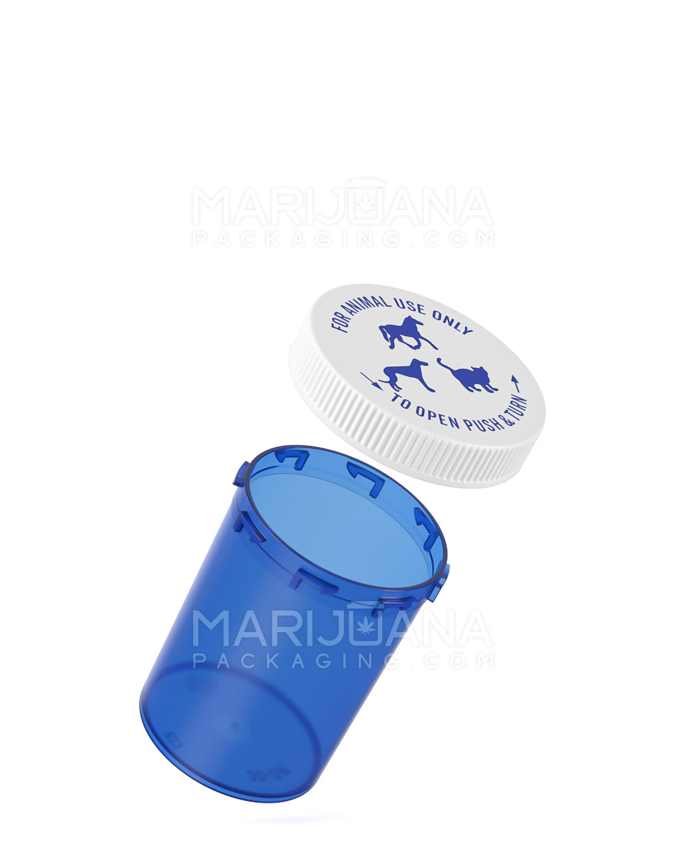 Child Resistant Transparent Blue Veterinary Push Down & Turn Cap Vial | 30dr | Sample - 2