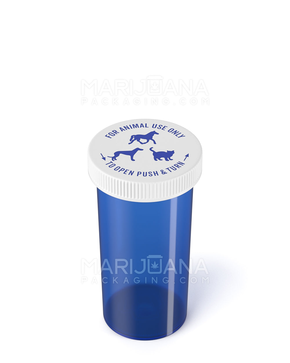 Child Resistant Transparent Blue Veterinary Push Down & Turn Cap Vial | 40dr | Sample - 4