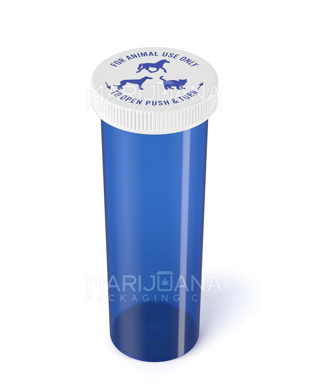 Child Resistant Transparent Blue Veterinary Push Down & Turn Cap Vial | 60dr | Sample - 4