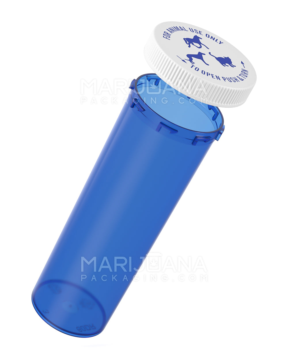 Child Resistant Transparent Blue Veterinary Push Down & Turn Cap Vial | 60dr | Sample - 2