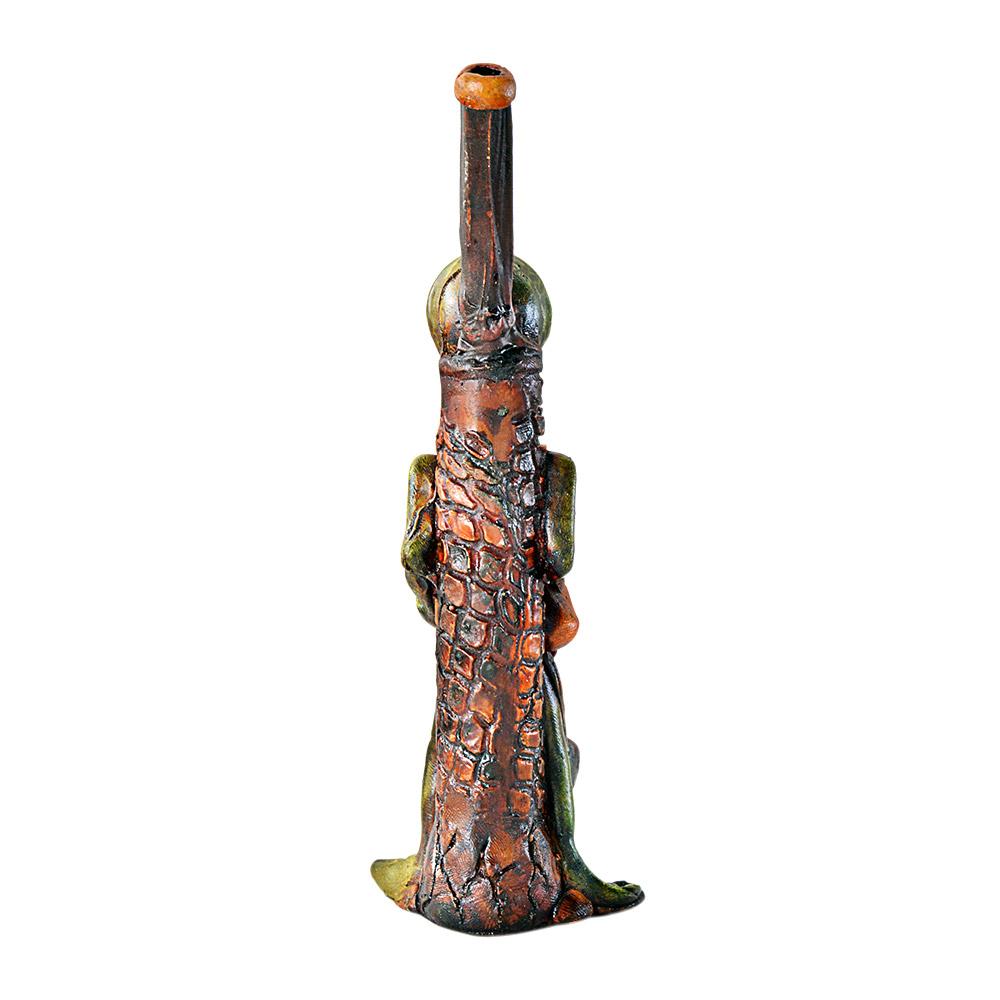 Alien Head Wood Pipe | 6in Tall - Wood Bowl - Green - 8