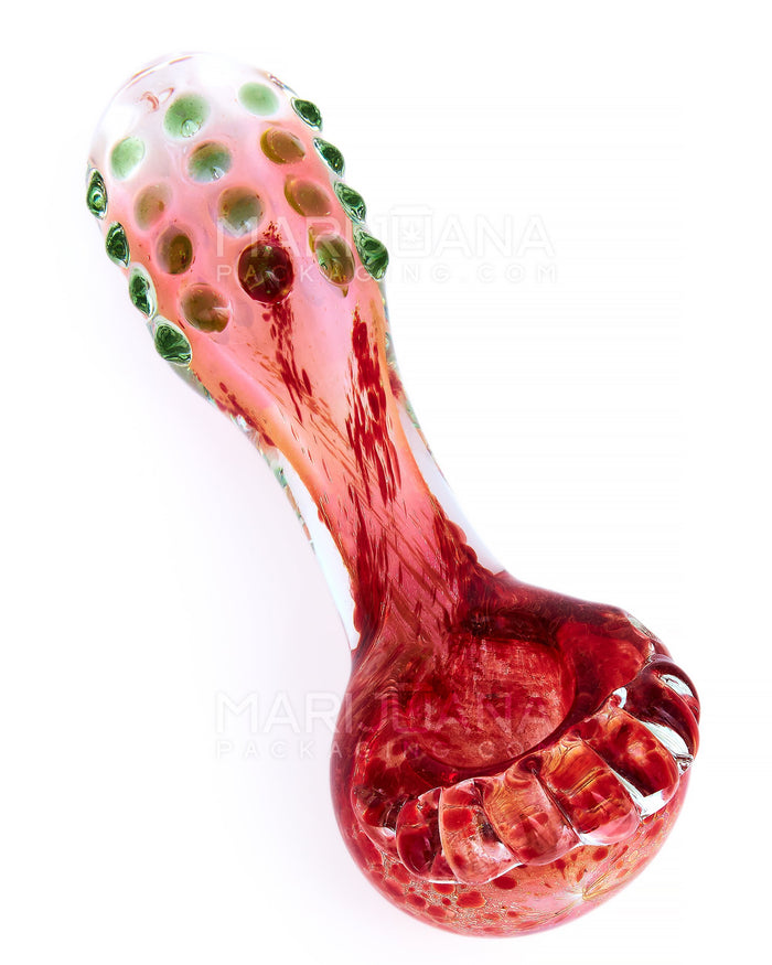 Double Blown | Frit & Pink Fumed Crowned Spoon Hand Pipe w/ Multi Knockers | 5in Long - Glass - Assorted Image