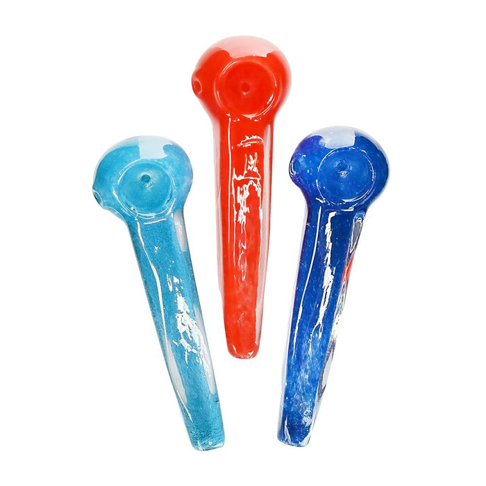 Frit Rectangular Spoon Hand Pipe | 4.5in Long - Glass - Assorted Image