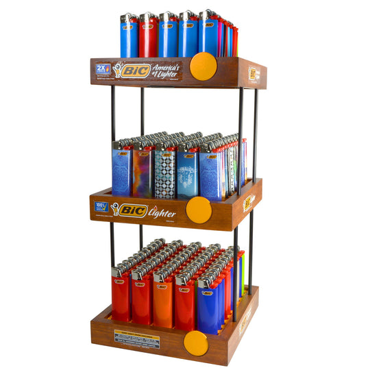 BIC | 'Retail Display' Lighters 3 Tier Wooden Display - 150 Count - 1