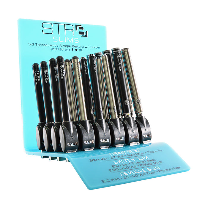 STR8 | 'Retail Display' Slim Batteries | Draw/Switch/Revolve - Black & Silver - 24 Count Image