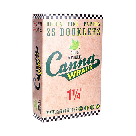 CANNA WRAPS | 'Retail Display' 1 1/4 Size Natural Rolling Papers | 83mm - Ultra Fine - 25 Count - 6