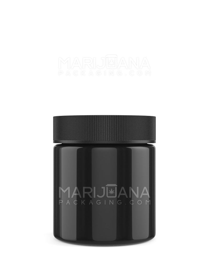 Child Resistant Black Glass Jars with Flush Black Cap | 50mm - 3oz | Sample Image