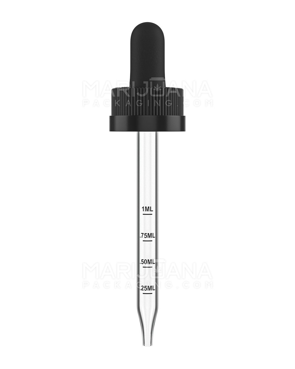 Child Resistant Black Graduated Ribbed Glass Dropper Cap | 2oz - 1mL | Sample - 1