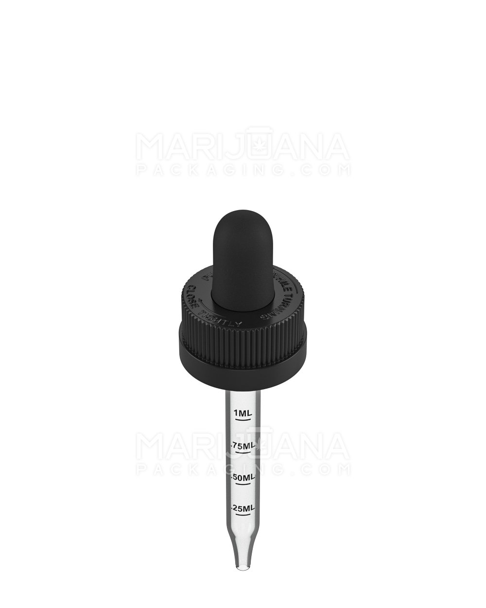 Child Resistant | Black Graduated Ribbed Glass Dropper Cap | 1oz - 0.8mL - 360 Count - 2