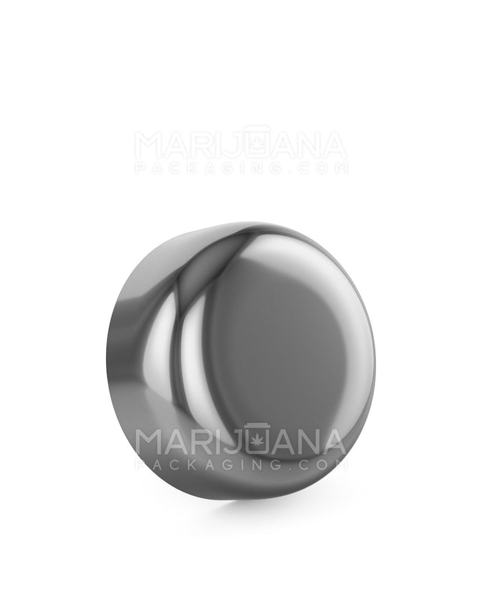 Child Resistant Dome Push Down & Turn Plastic Caps | 53mm - Glossy Silver | Sample Image