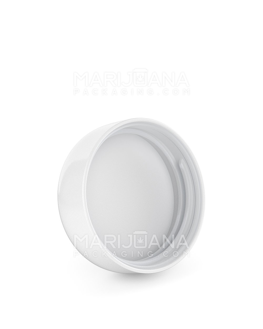 Child Resistant | Dome Push Down & Turn Plastic Caps w/ Foam Liner | 53mm - Glossy White - 120 Count - 1