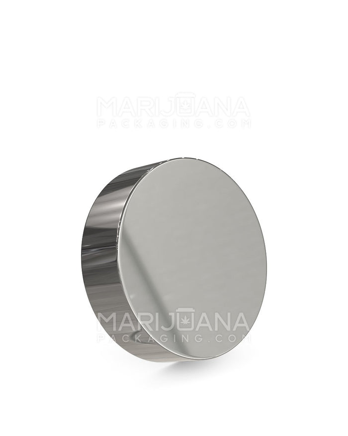 Child Resistant Flat Push Down & Turn Plastic Caps | 53mm - Glossy Silver | Sample Image