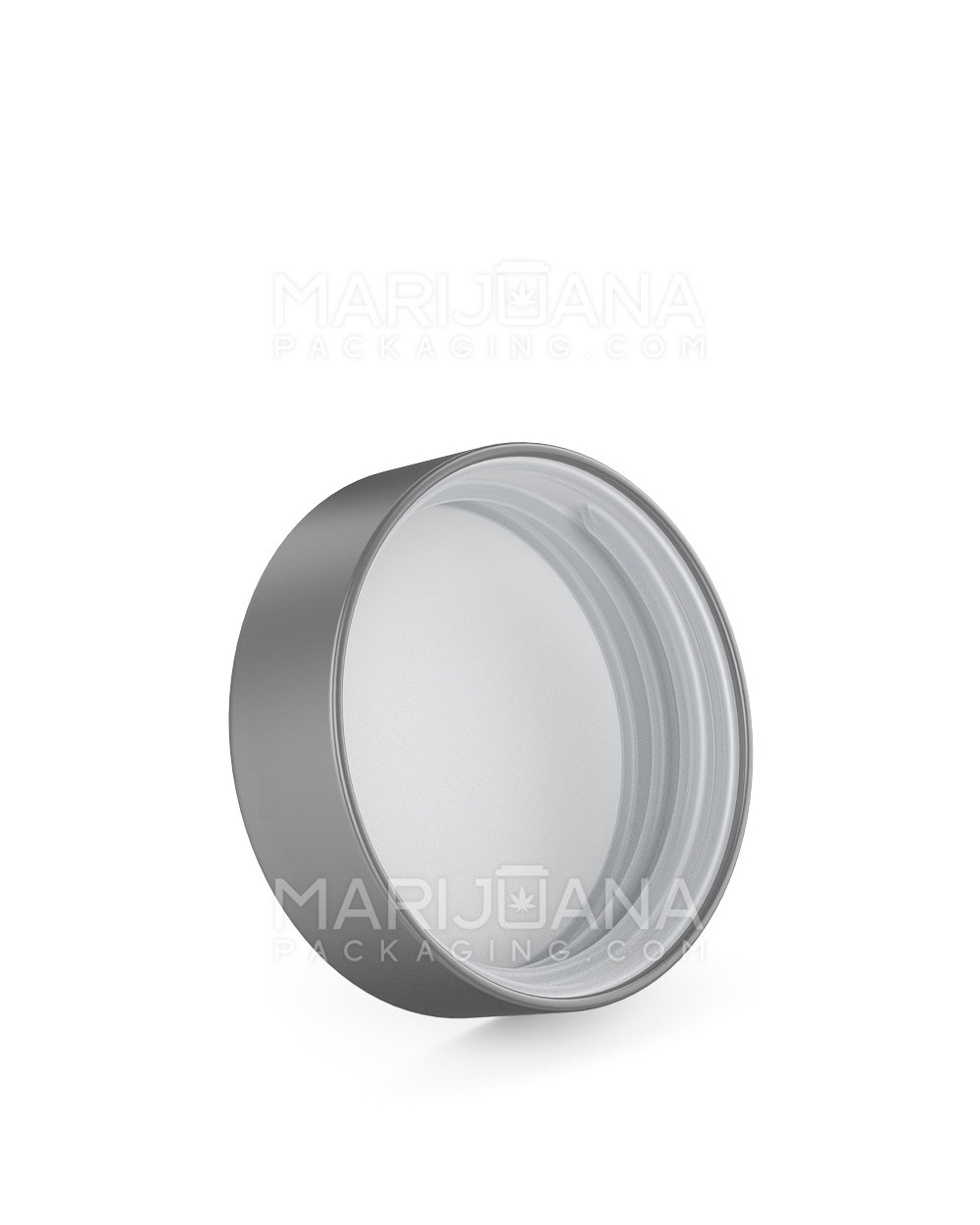 Child Resistant | Flat Push Down & Turn Plastic Caps w/ Foam Liner | 53mm - Matte Silver - 120 Count - 2