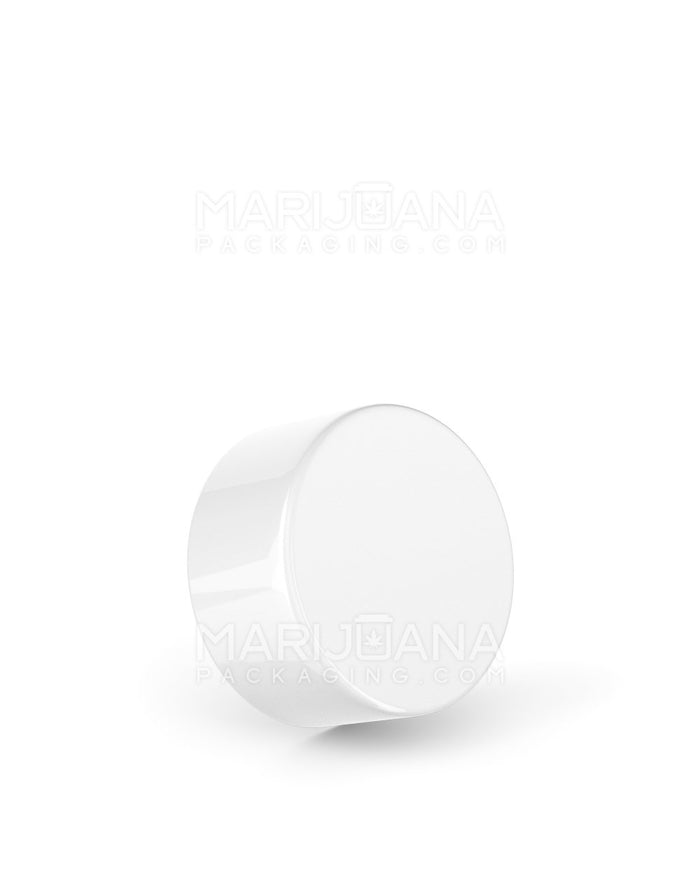 Child Resistant Smooth Push Down & Turn Plastic Caps w/ Foil Liner | 28mm - Glossy White | Sample Image