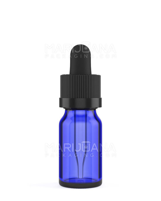 Child Resistant | Glass Tincture Bottles w/ Black Ribbed Dropper Cap | 10mL - Blue - 120 Count - 2