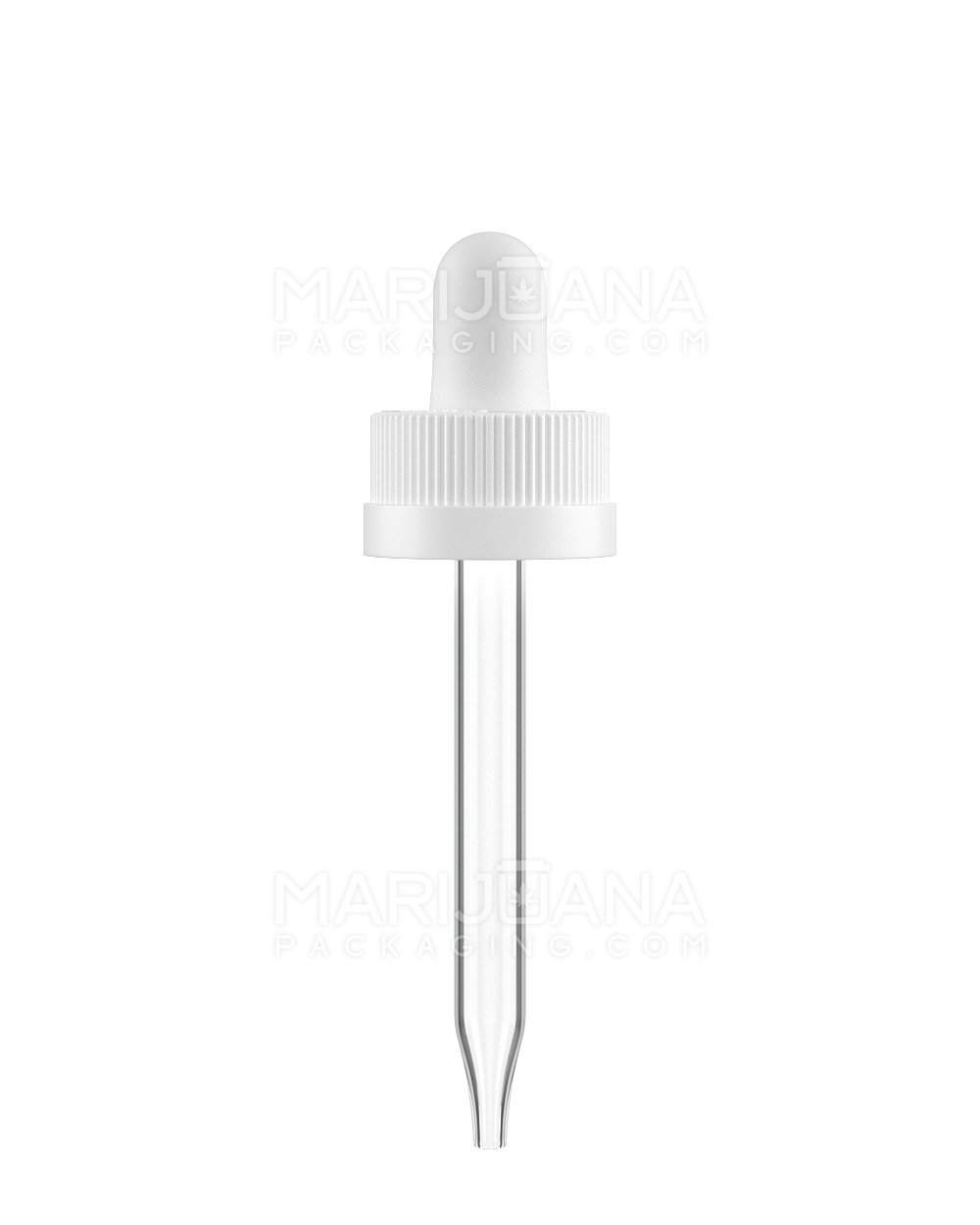 Child Resistant | White Non-Graduated Ribbed Glass Dropper Cap | 1oz - 0.8mL - 360 Count - 1