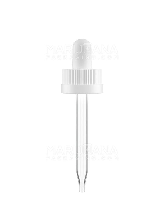 Child Resistant | White Non-Graduated Ribbed Glass Dropper Cap | 1oz - 0.8mL - 360 Count - 1